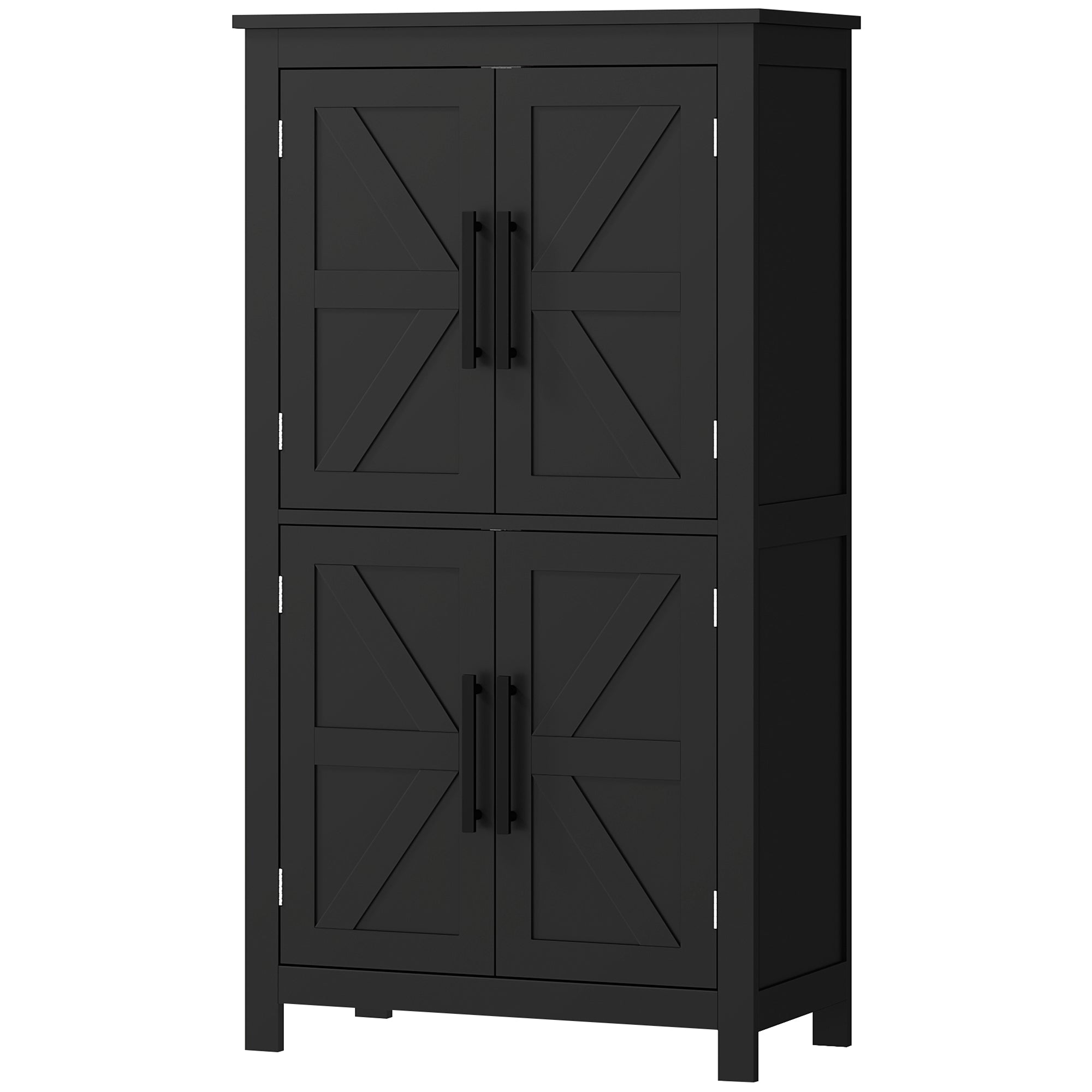 HOMCOM Farmhouse Bathroom Storage Cabinet, Bathroom Floor Cabinet with Barn Doors and Adjustable Shelf, Black 