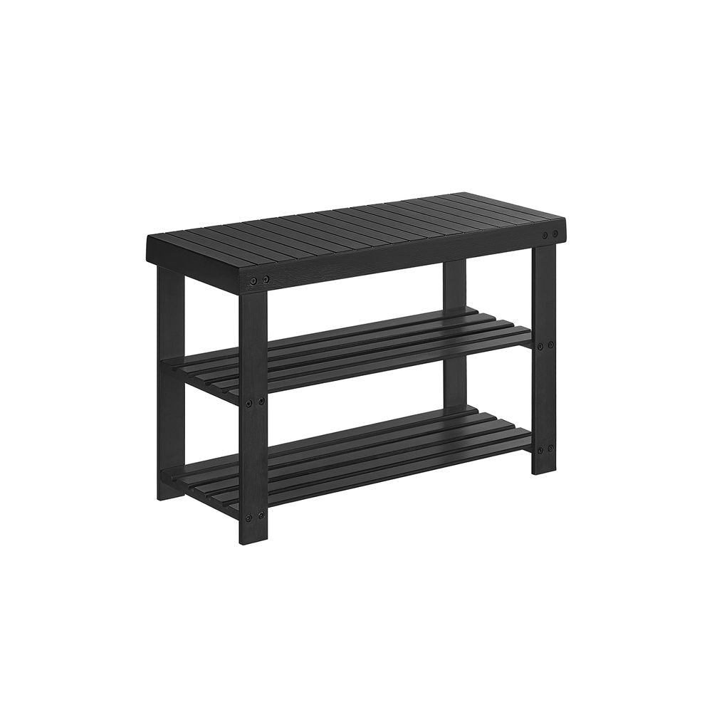 Bamboo 3-Tier Shoe Rack Bench – Entryway Storage Organizer with Seat