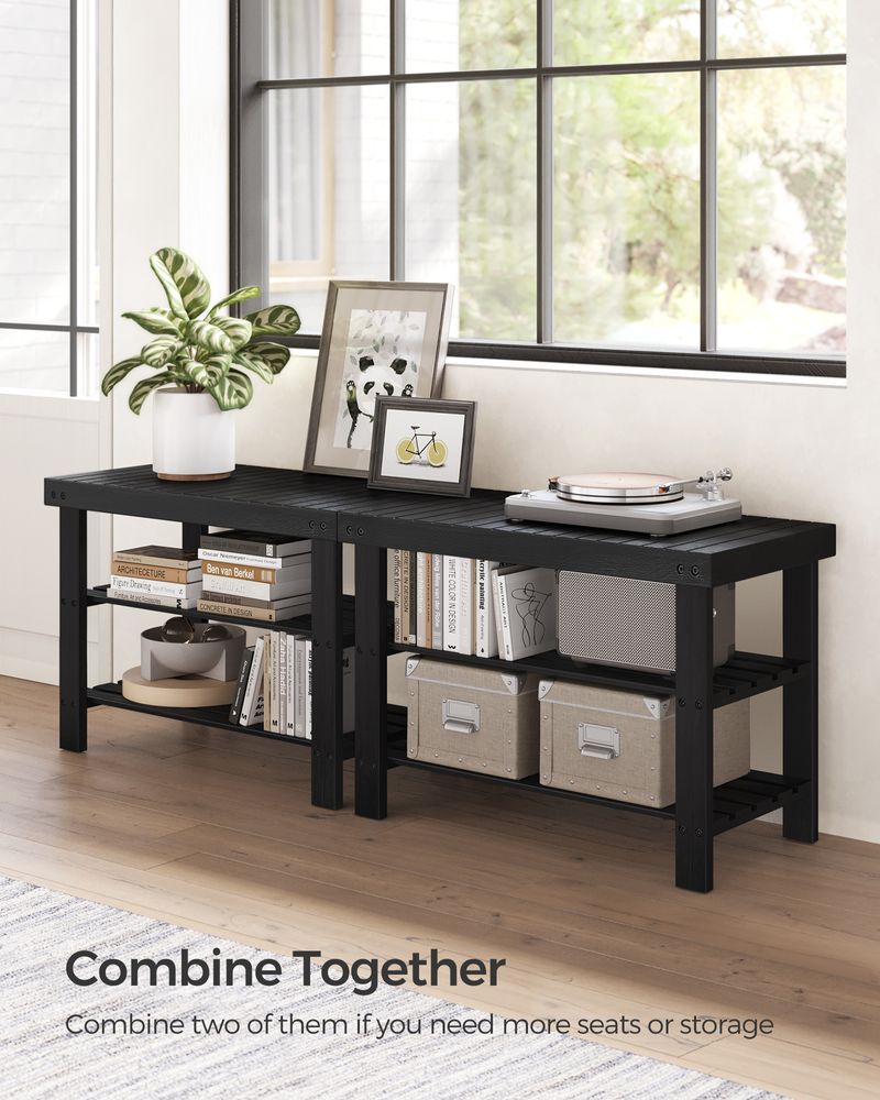 Bamboo 3-Tier Shoe Rack Bench – Entryway Storage Organizer with Seat