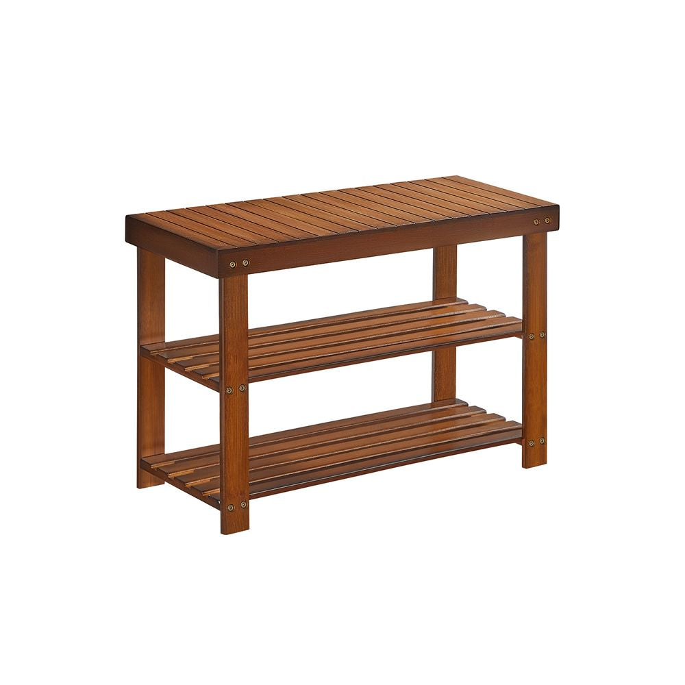 Bamboo 3-Tier Shoe Rack Bench – Entryway Storage Organizer with Seat
