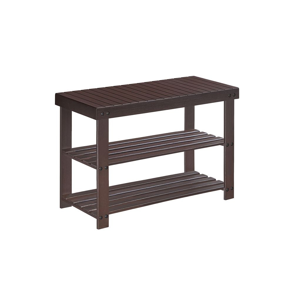 Bamboo 3-Tier Shoe Rack Bench – Entryway Storage Organizer with Seat