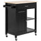 Rolling Kitchen Cart with Wood Top and Drawer, Kitchen Island on Wheels for Dining Room, Black | Aosom Canada
