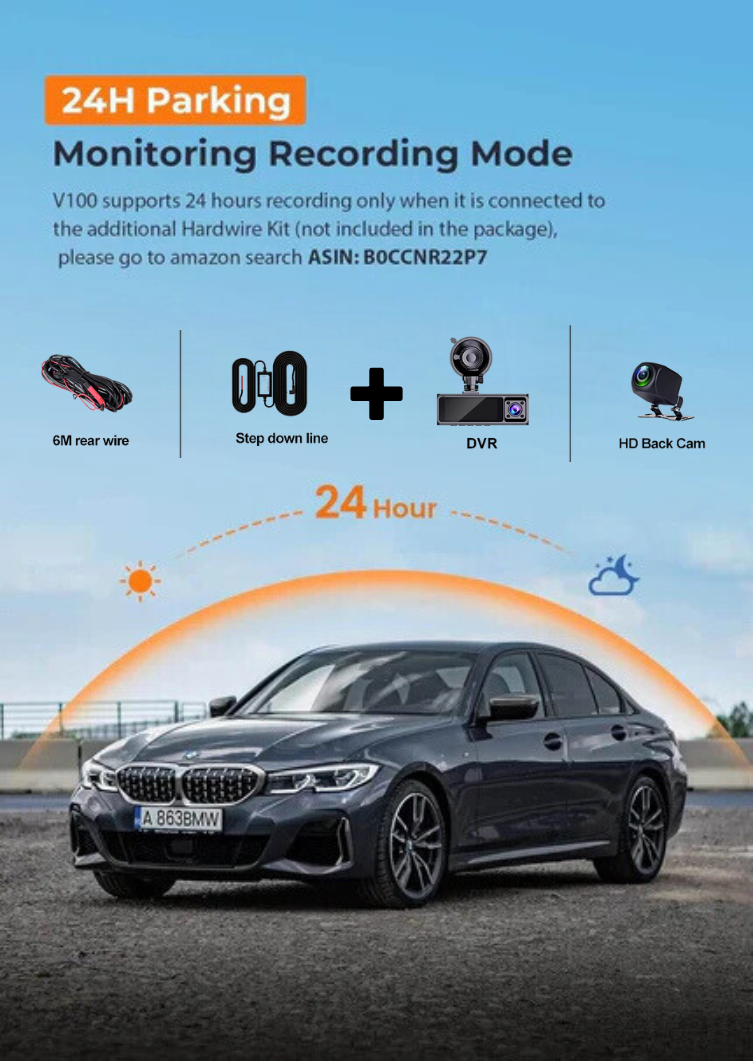 LDAS A20 Dash Cam WiFi , 2.5K Car Camera, Dashcams with App, Night Vision, G-Sensor, Loop Recording, 24H Parking Mode, Free 128G SD Card, Support 256GB Max (Black) 