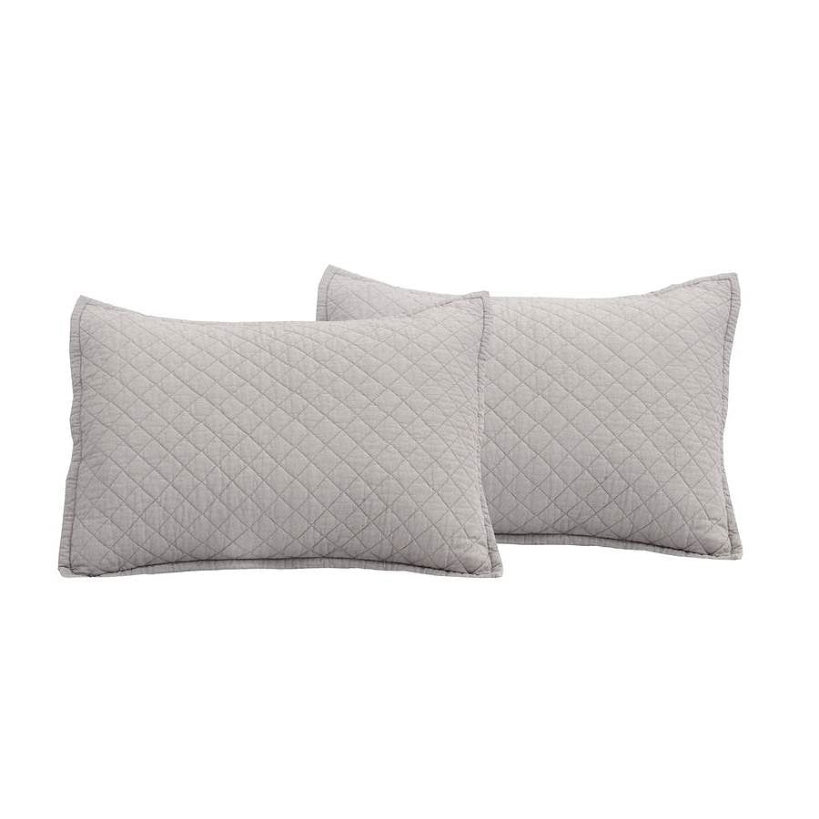 Full/Queen Lightweight Cotton Linen Grey Textured Reversible 3-Piece Quilt Set - Free Shipping 