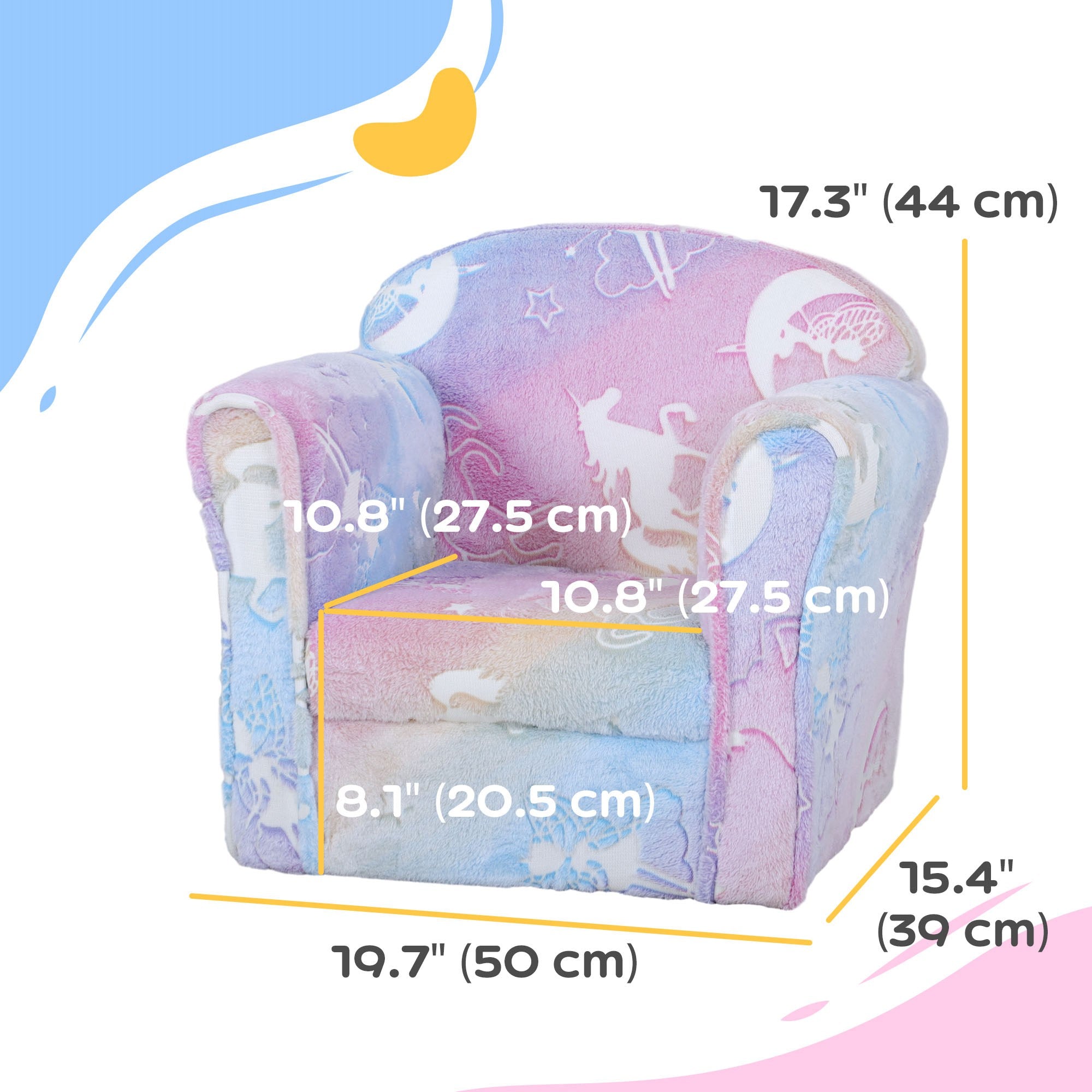 Qaba Toddler Chair with Luminous Fairy Design, Wooden Frame, for 18-36 Months, Multicolour 