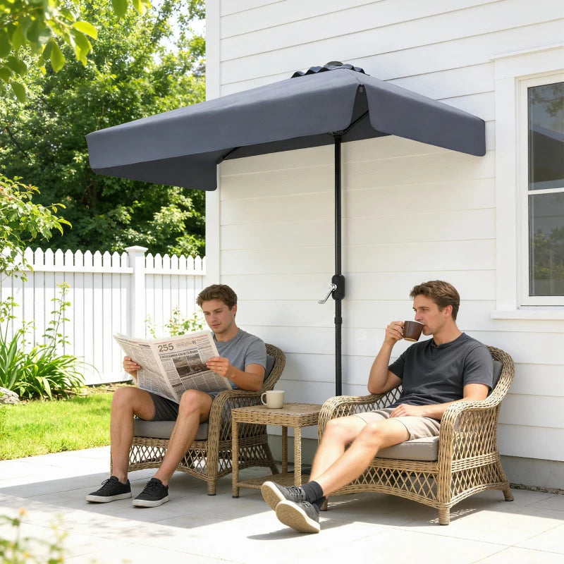 7.5ft Half Umbrella Semi Patio Parasol with Crank Handle, Top Vent for Garden, Balcony- NO BASE INCLUDED, Dark Blue