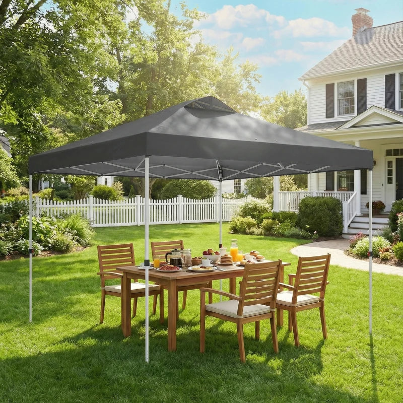 Pop Up Canopy Waterproof Canopy Tent with Carrying Bag for Parties Garden BBQs 9.8' x 9.8', Dark Grey