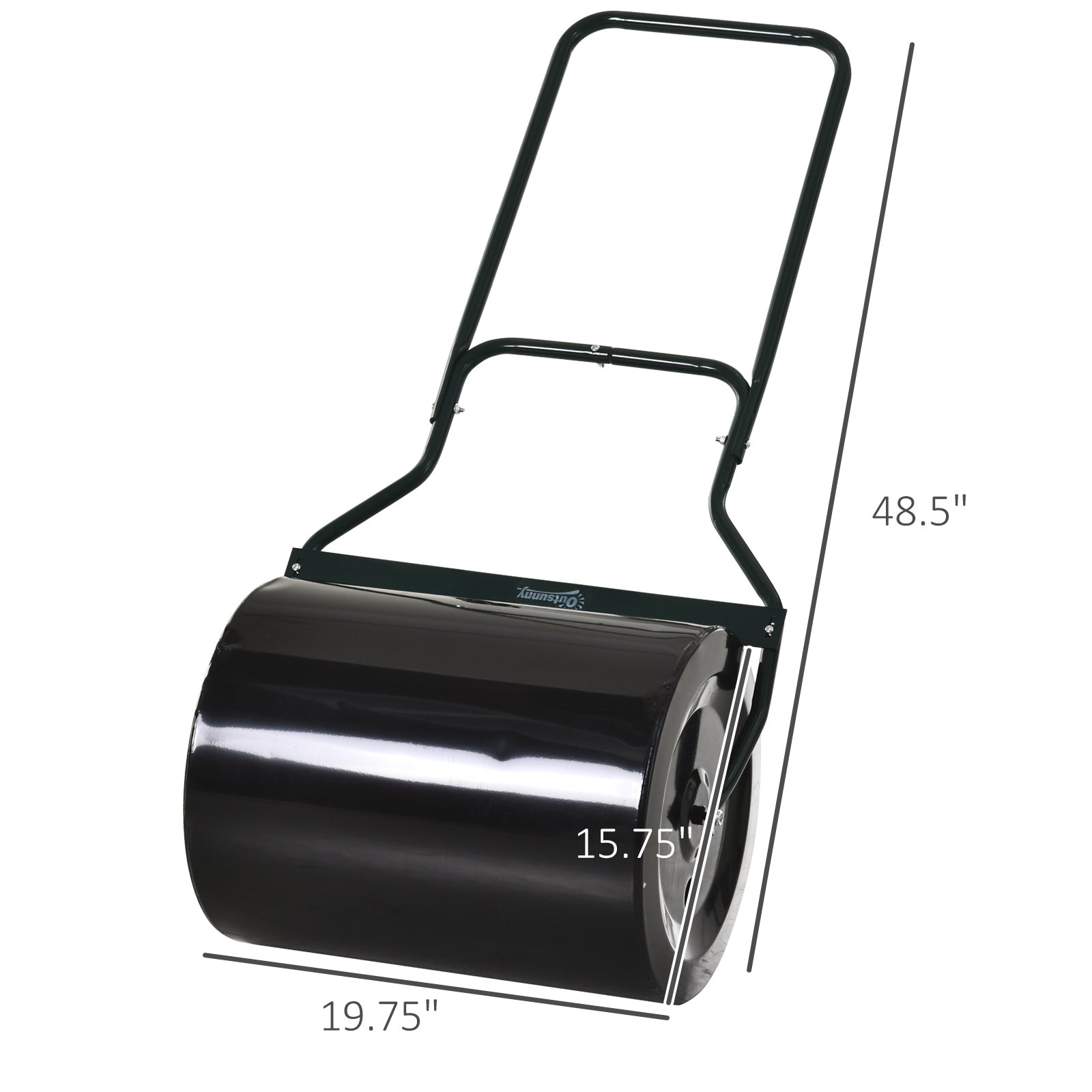 Outsunny Lawn Roller Push Tow Water Sand Filled 60L Equipment Manual Push Rolling Drum 