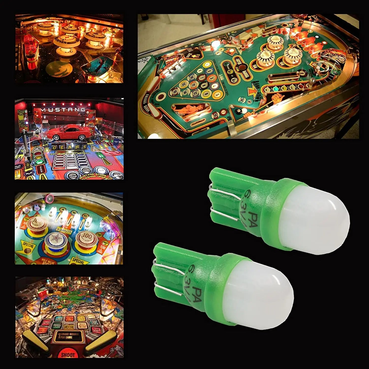 LED Wedge Frosted Arcade Pinball Machine Light Bulb 2SMD T10 #555 6.3V AC / DC Top View (10PCS) 