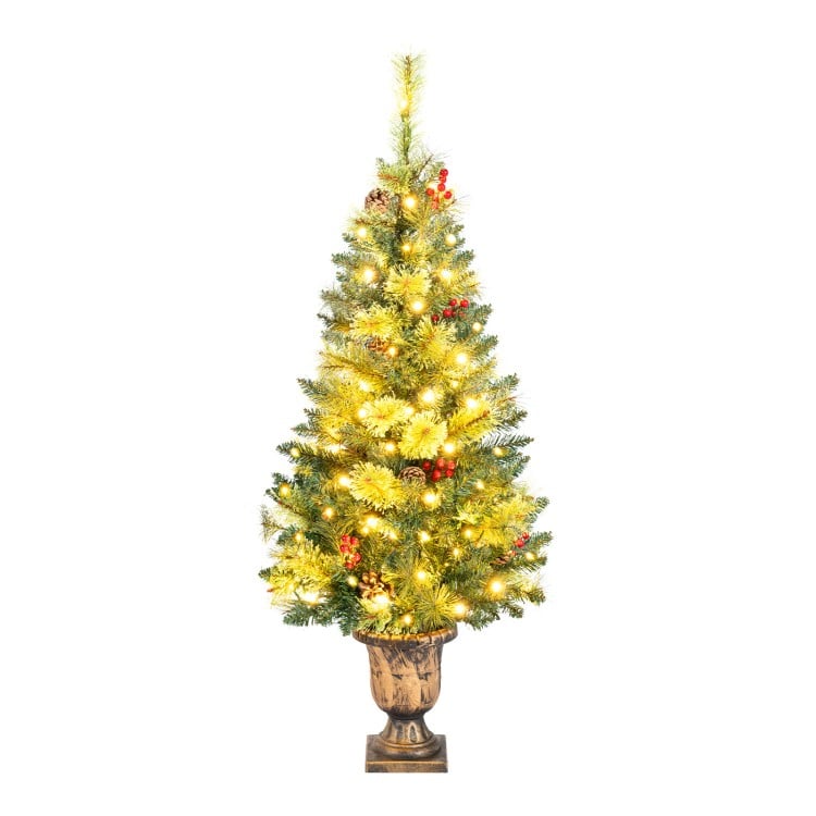 4 Feet LED Christmas Tree with Red Berries Pine Cones and 100/180/260 Branch Tips
