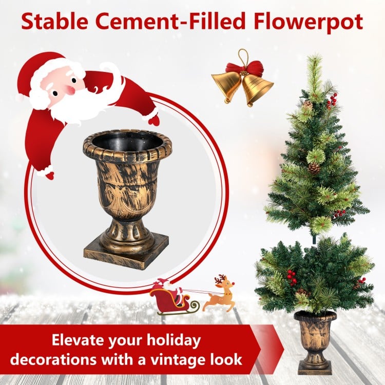 4 Feet LED Christmas Tree with Red Berries Pine Cones and 100/180/260 Branch Tips