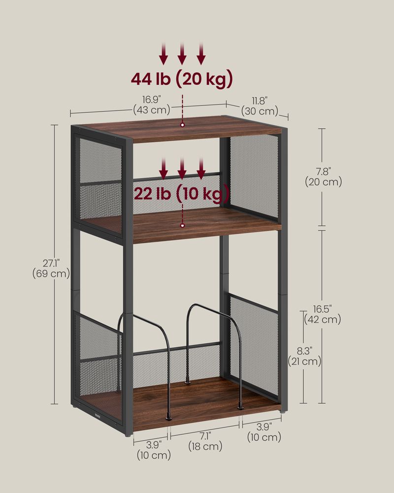 VASAGLE 3-Tier Record Player Stand & Side Table – Vinyl Storage for Up to 100 Albums