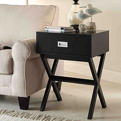 Modern 1-Drawer Bedside Table Nightstand End Table in Black Wood Finish - Free Shipping