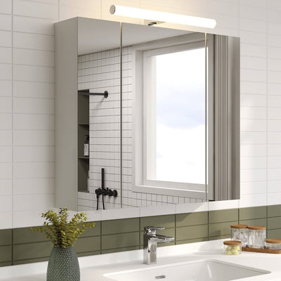 Wall Mounted Bathroom Mirror Medicine Cabinet with USB Ports and LED Light - Free Shipping 