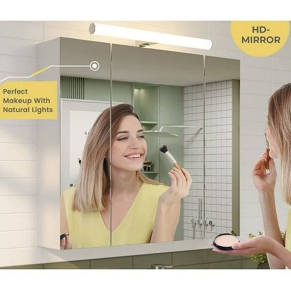 Wall Mounted Bathroom Mirror Medicine Cabinet with USB Ports and LED Light - Free Shipping