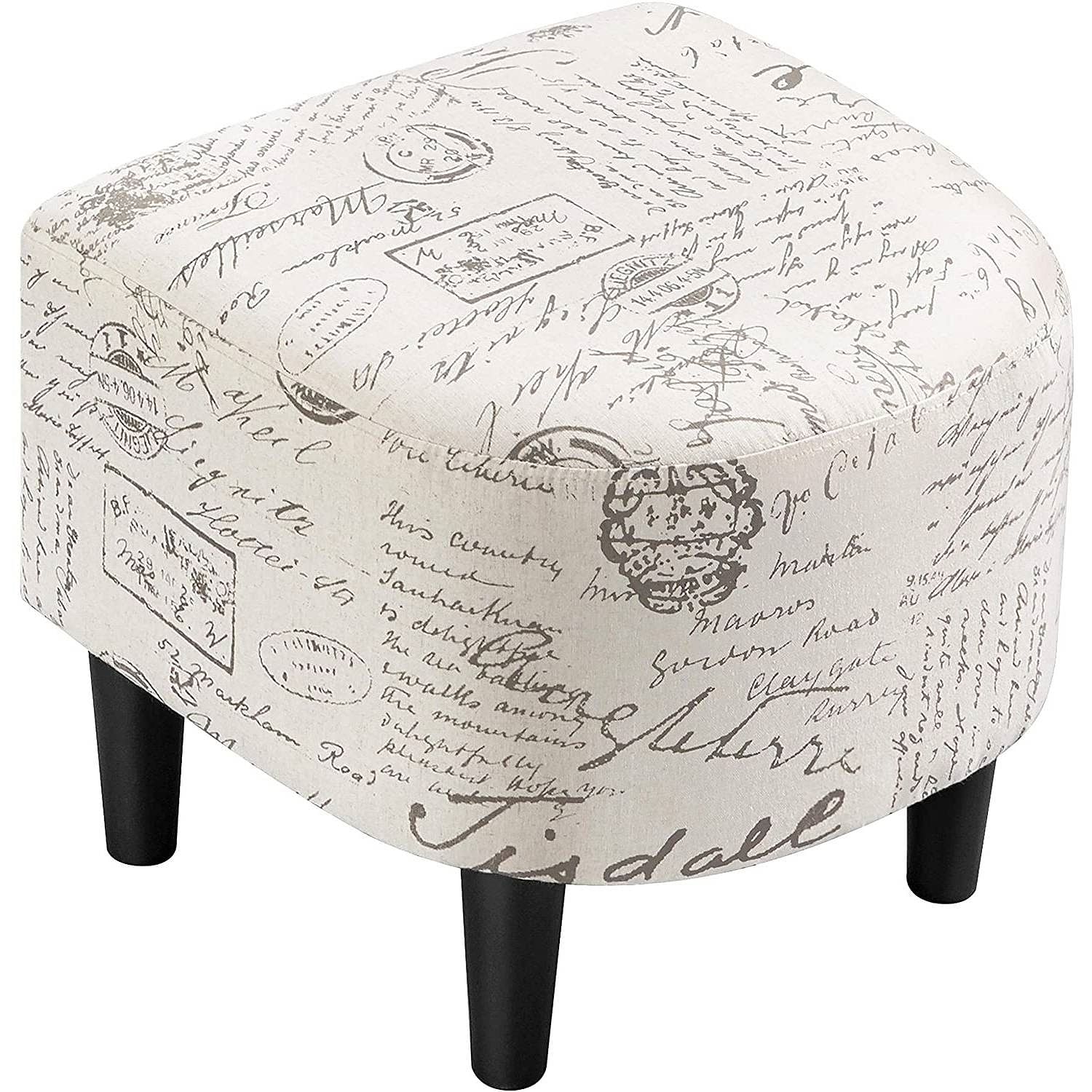 Letter Print French Upholstered Barrel Chair and Ottoman Set - Free Shipping