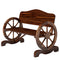 Wooden Outdoor Bench, Garden Patio Loveseat with Wagon Wheel Armrests, 528LBS Capacity, Carbonized