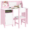 Qaba Kids Table Chair Set with Whiteboard 2 Pieces Toddler Multi-usage Furniture Ideal for Arts