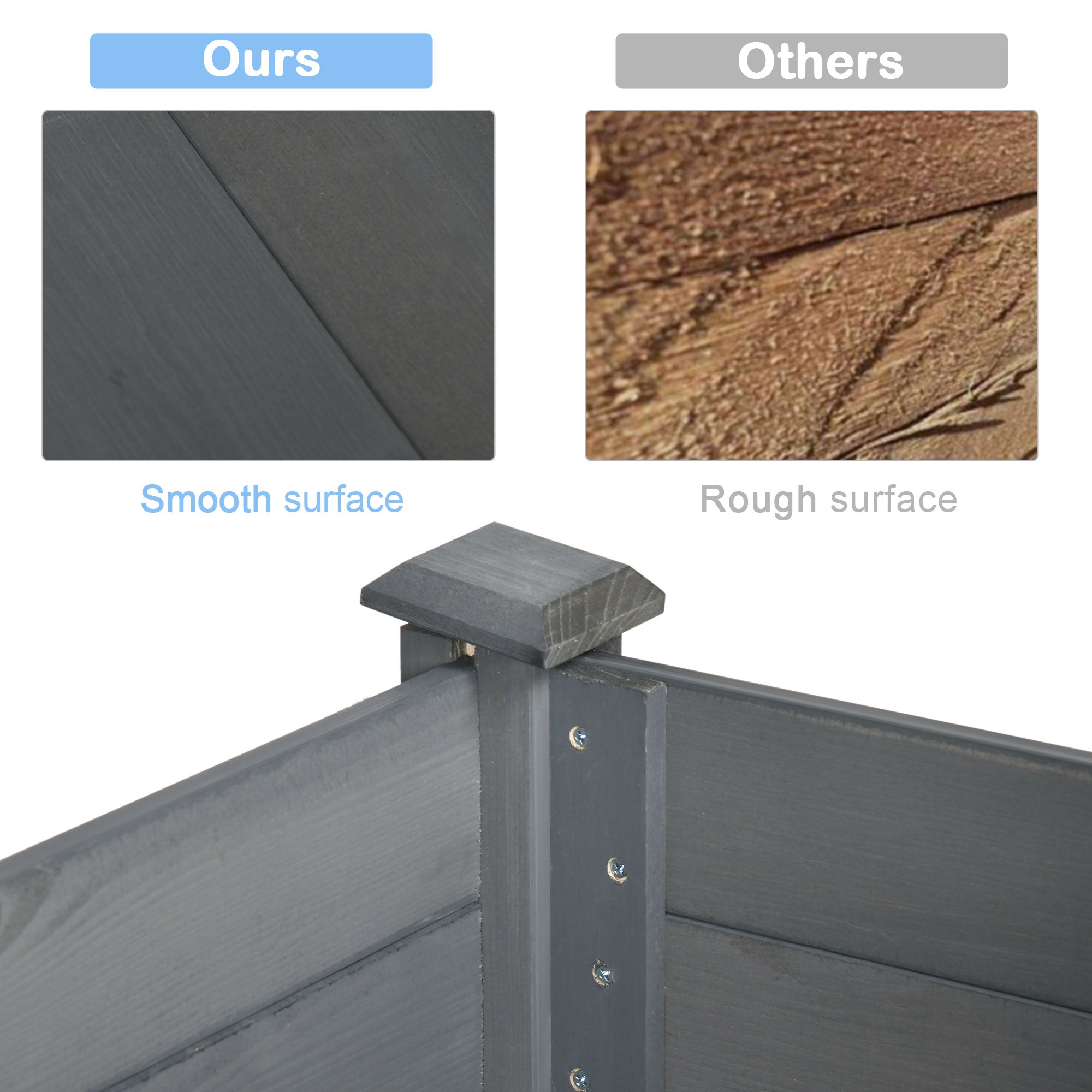 Outsunny Elevated Wooden Planter Box 34"x18"x30" with Legs, Drainage, Inner Bag for Easy Gardening - Dark Grey 