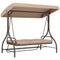 Outsunny Convertible Patio Swing Bed with Canopy and Cushions, 3 Seater Porch Swing for Outdoor, Backyard, Garden, Khaki