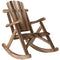 Wooden Outdoor Rocking Chair, Oversized Adirondack Patio Rocker with High Back and Slatted Seat, Carbonized