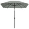 Outsunny 7.6FT Aluminum Patio Umbrella Parasol 8 Ribs Outdoor Market Umbrella with Crank, Push Button Tilt for Deck, Backyard and Lawn, Light Grey