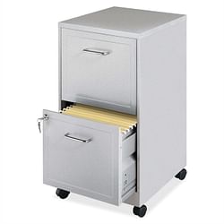 Gray Silver Metal 2-Drawer File Cabinet with Casters - Free Shipping 