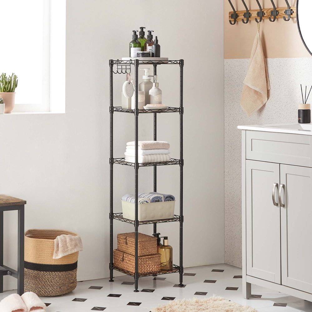 SONGMICS Wire Bathroom Shelf with Hook