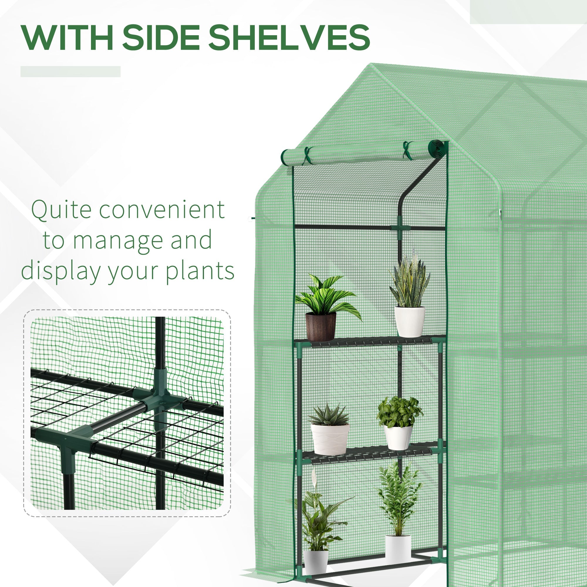 Outsunny Walk-in Grow Sanctuary: 56" x 54" x 74"Portable Outdoor Botanical Warm Abode with 8 Shelves Clear Cover 