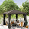 Outsunny 10' x 12' Deluxe Hardtop Gazebo with Metal Roof, Aluminum Frame Patio Gazebo Garden Sun Shelter Outdoor Pavilion with Curtains and Netting, Grey