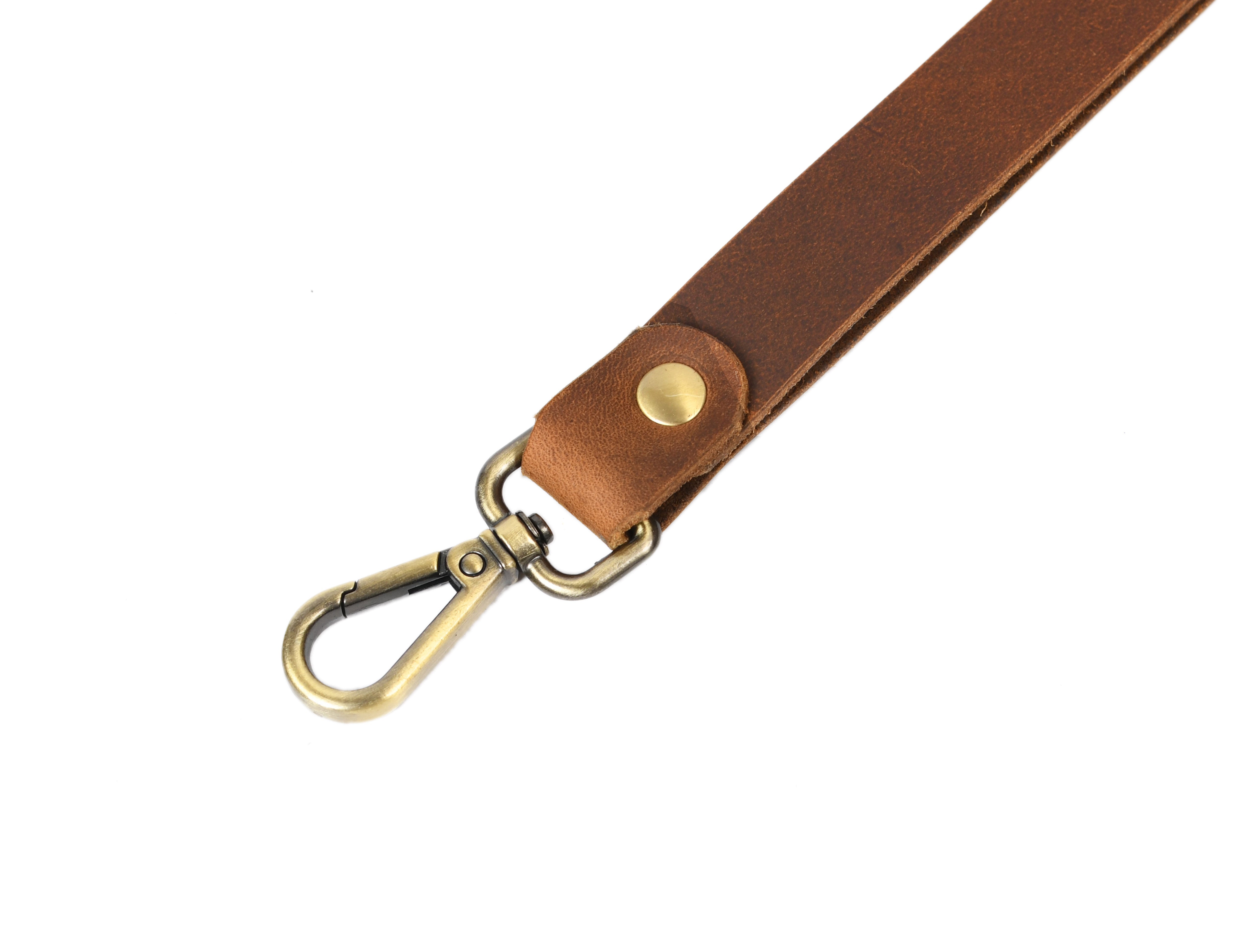 Genuine Top-Grain Leather Lanyard – Vintage Brass Clip