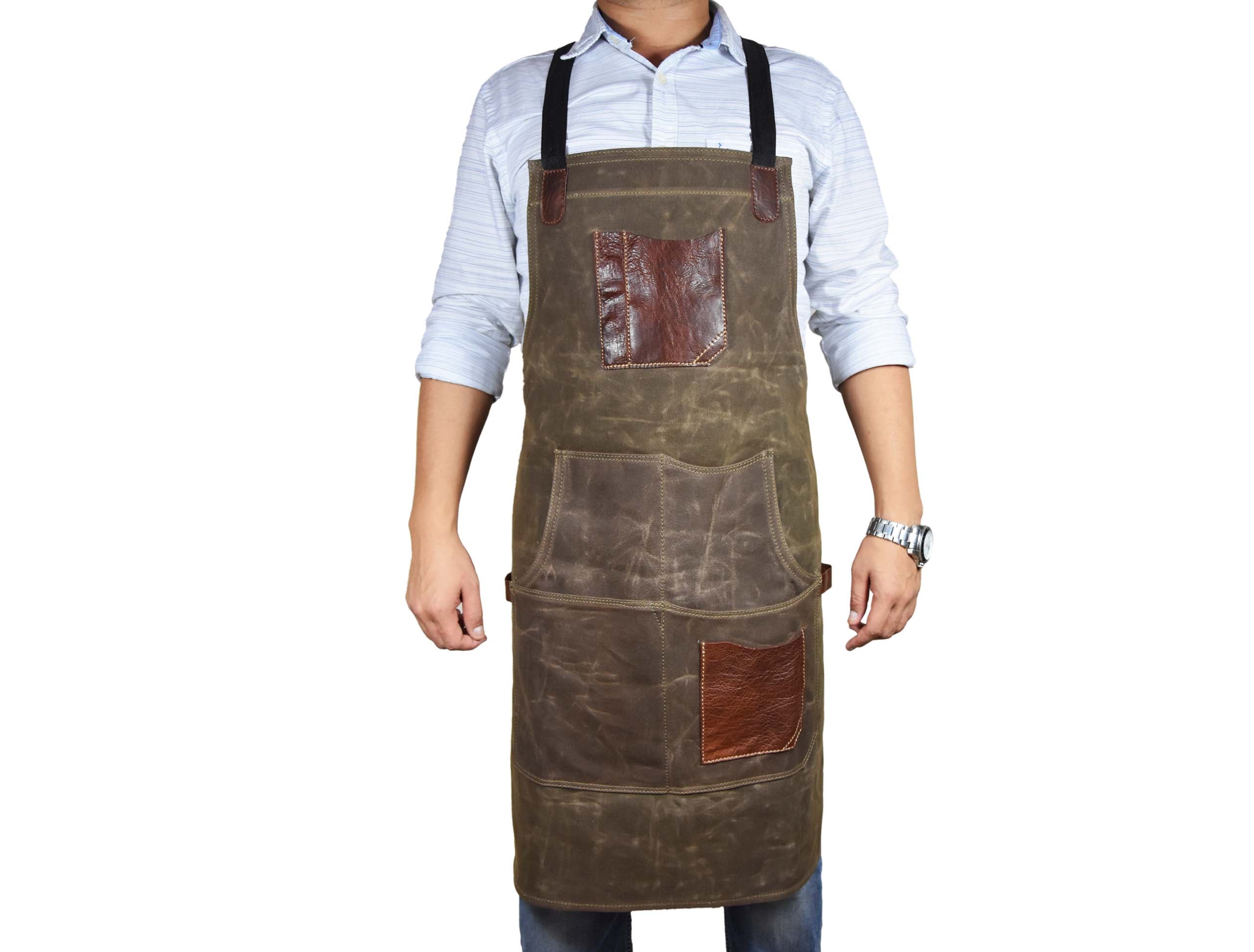 Durable Leather Canvas Apron – European Cowhide Blend