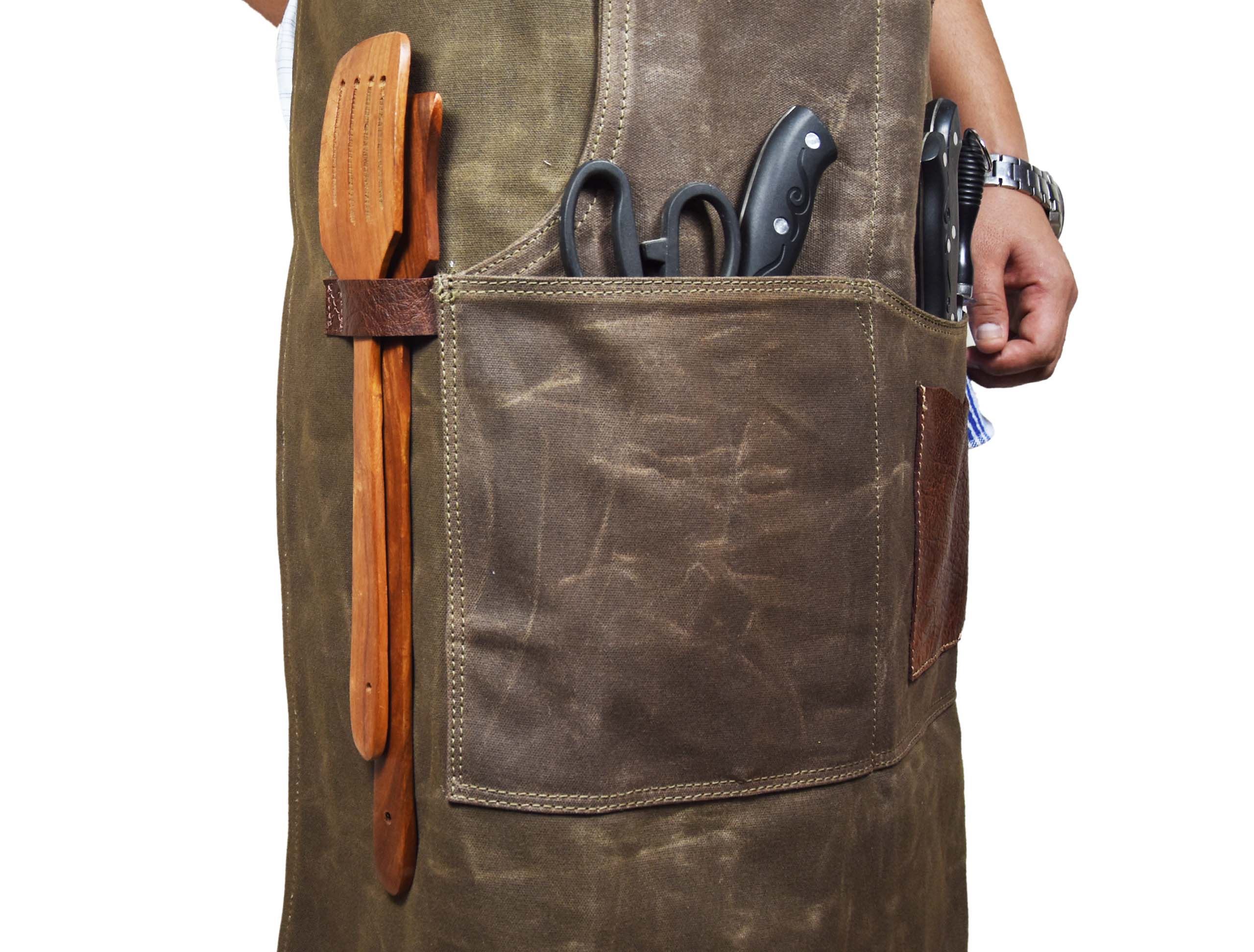 Durable Leather Canvas Apron – European Cowhide Blend
