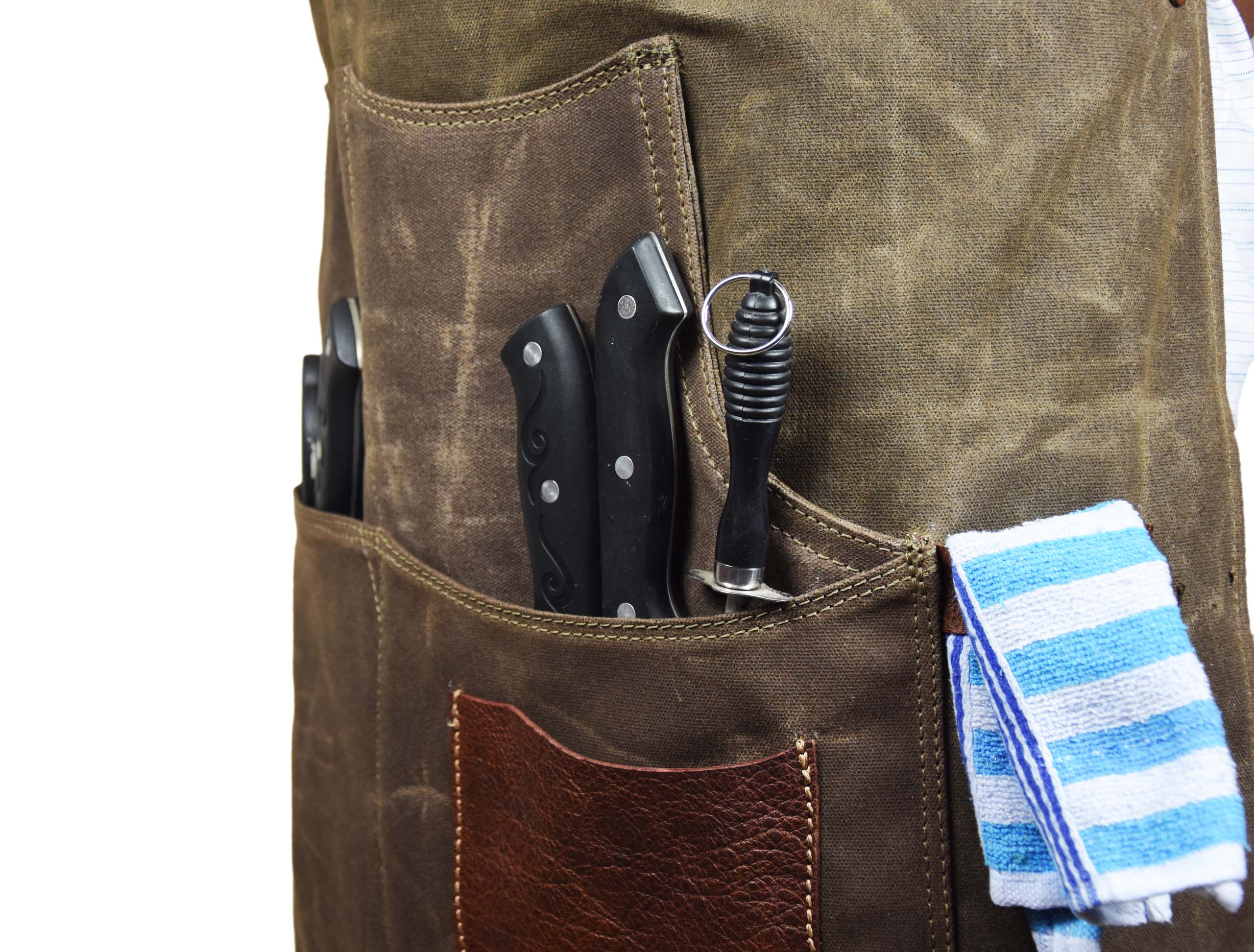 Durable Leather Canvas Apron – European Cowhide Blend