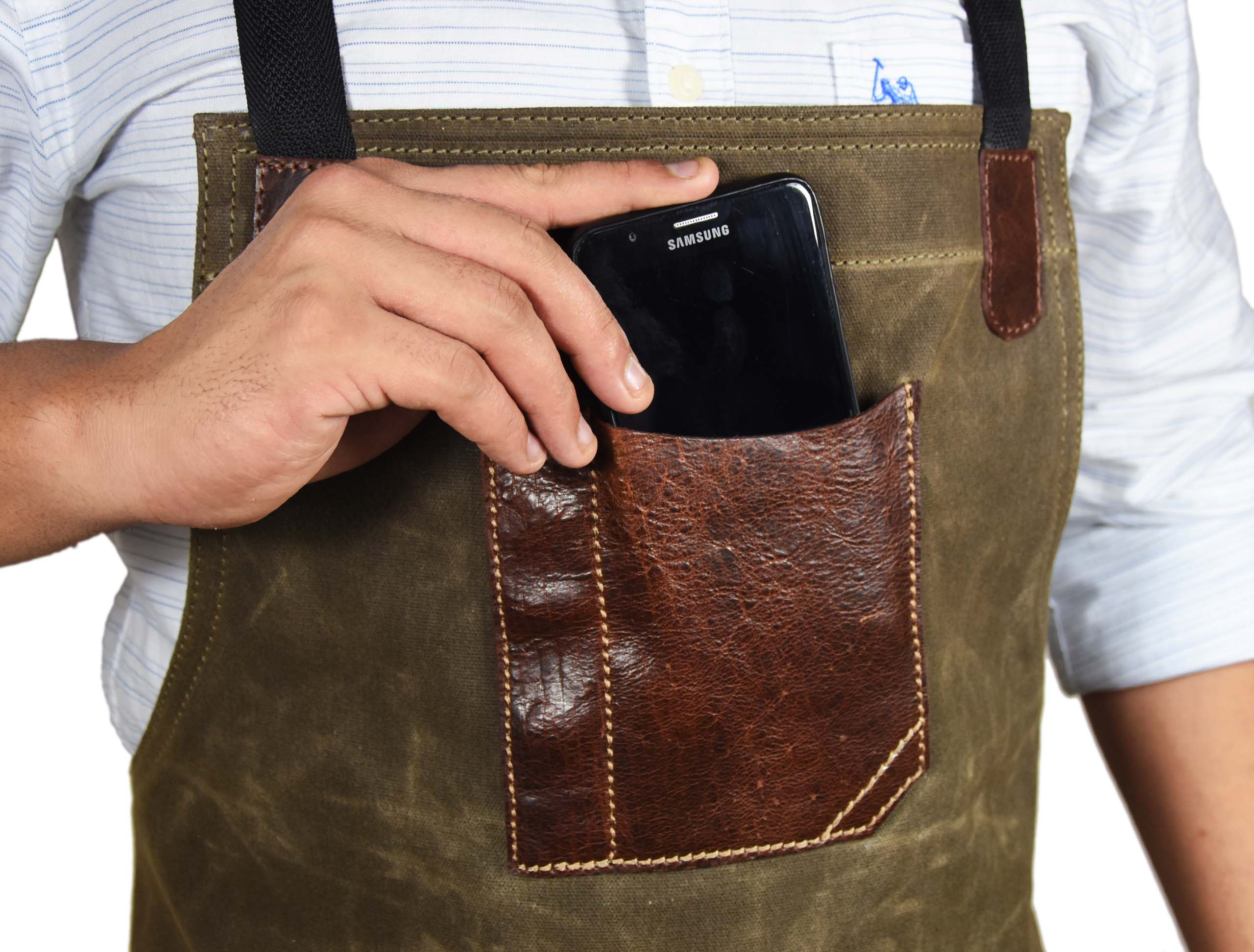 Durable Leather Canvas Apron – European Cowhide Blend