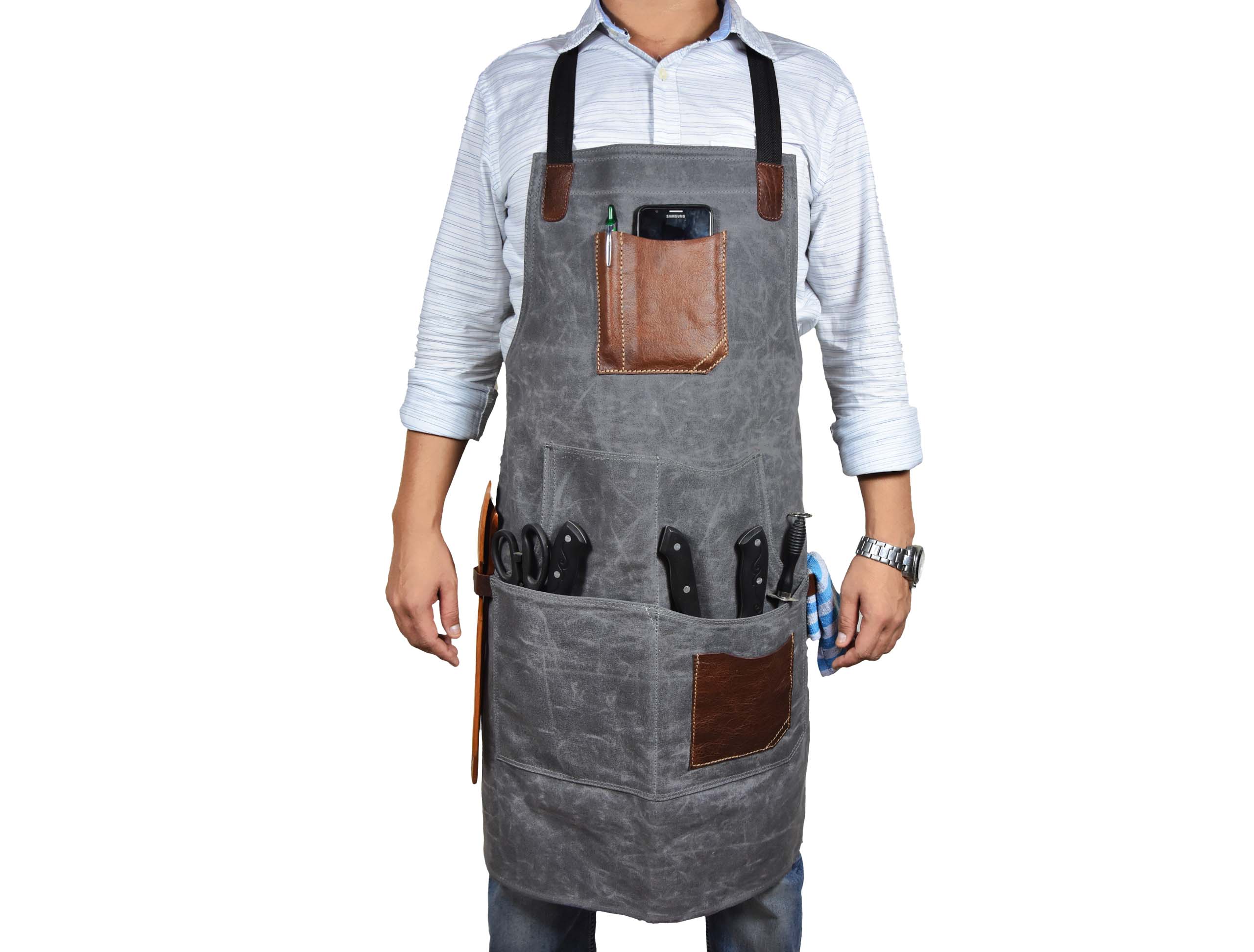 Fremont Leather Canvas Utility Apron for Work & Craft