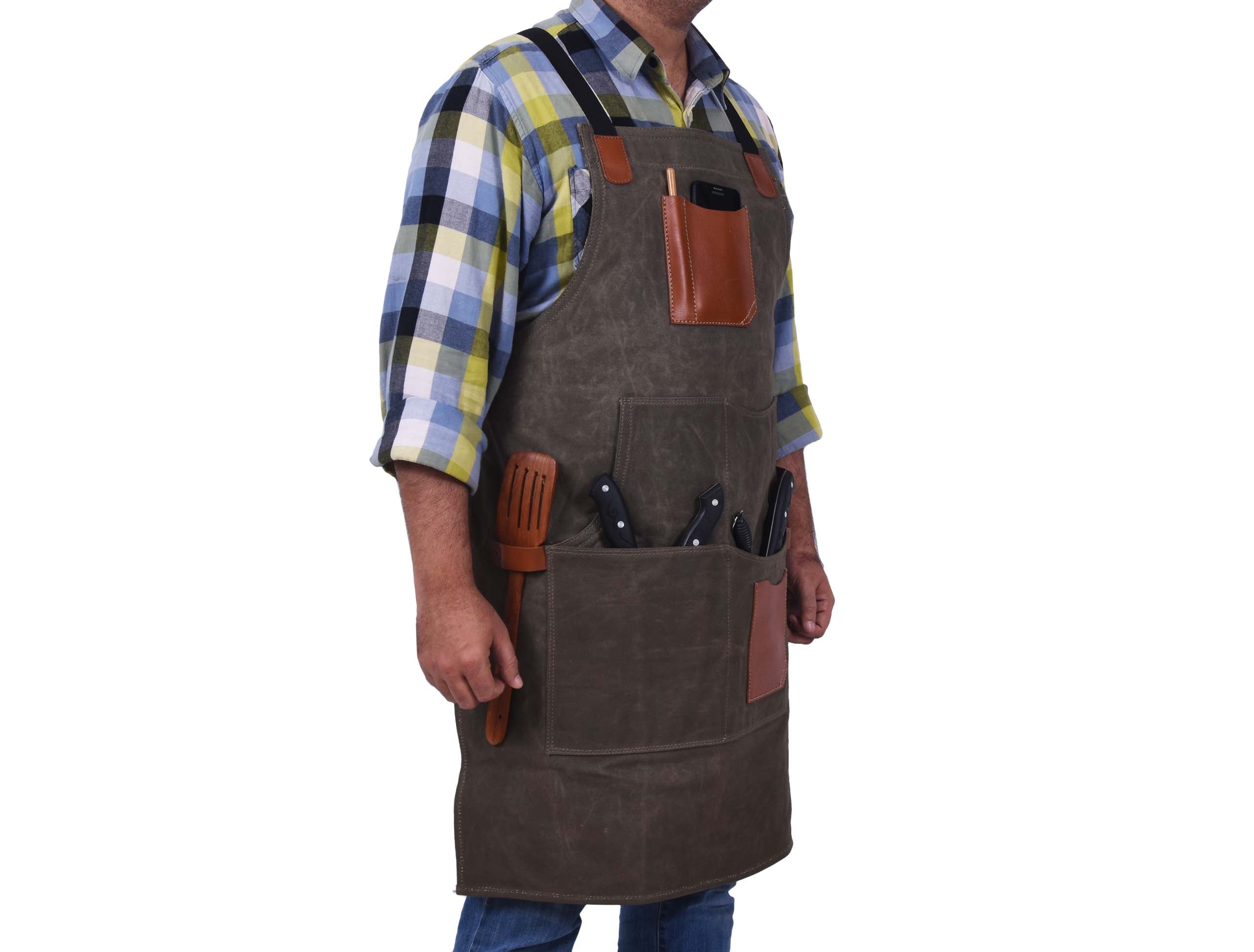 Fremont Heavy-Duty Leather Canvas Apron for Work & Craft