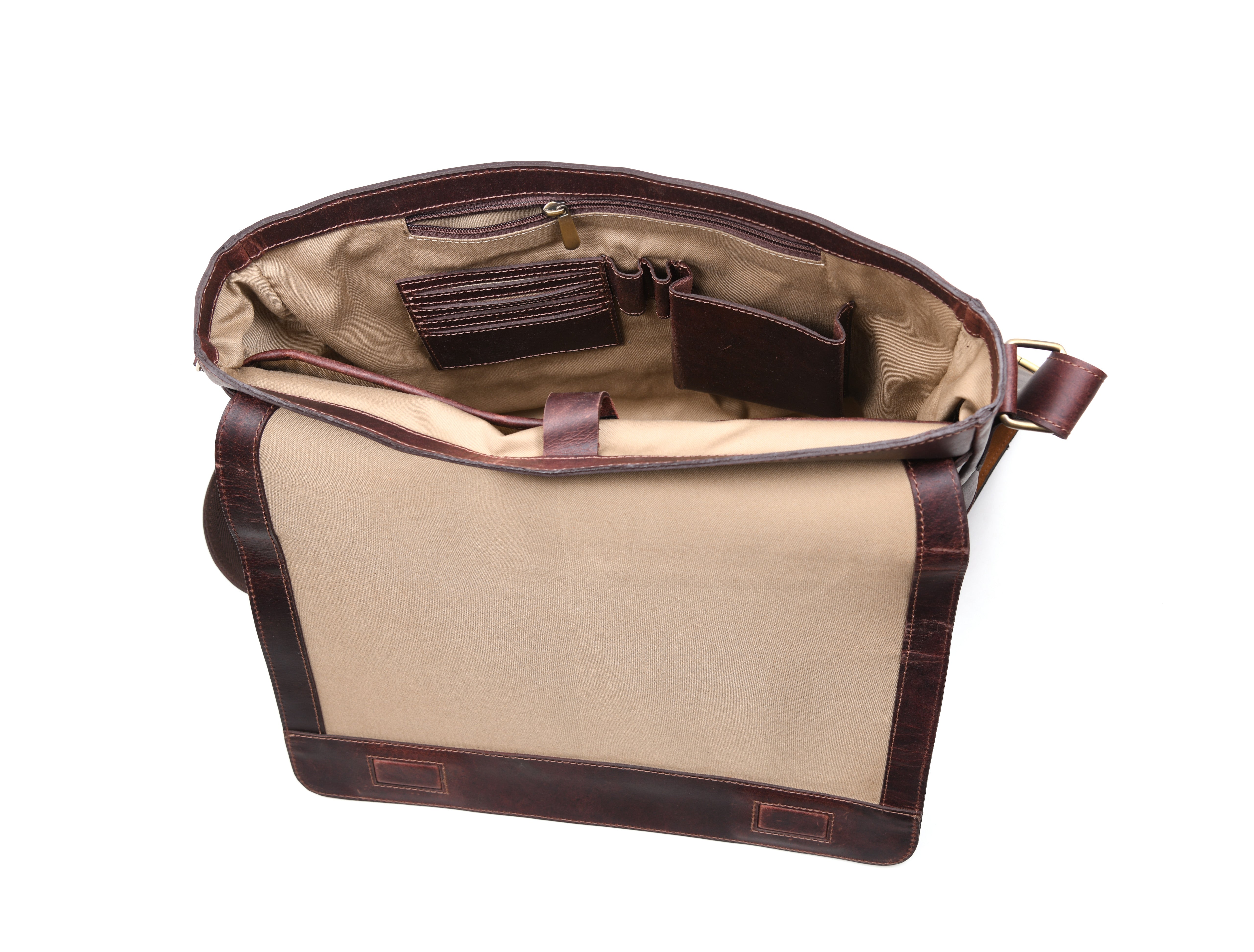 Hudson Leather Messenger Bag - Walnut Brown