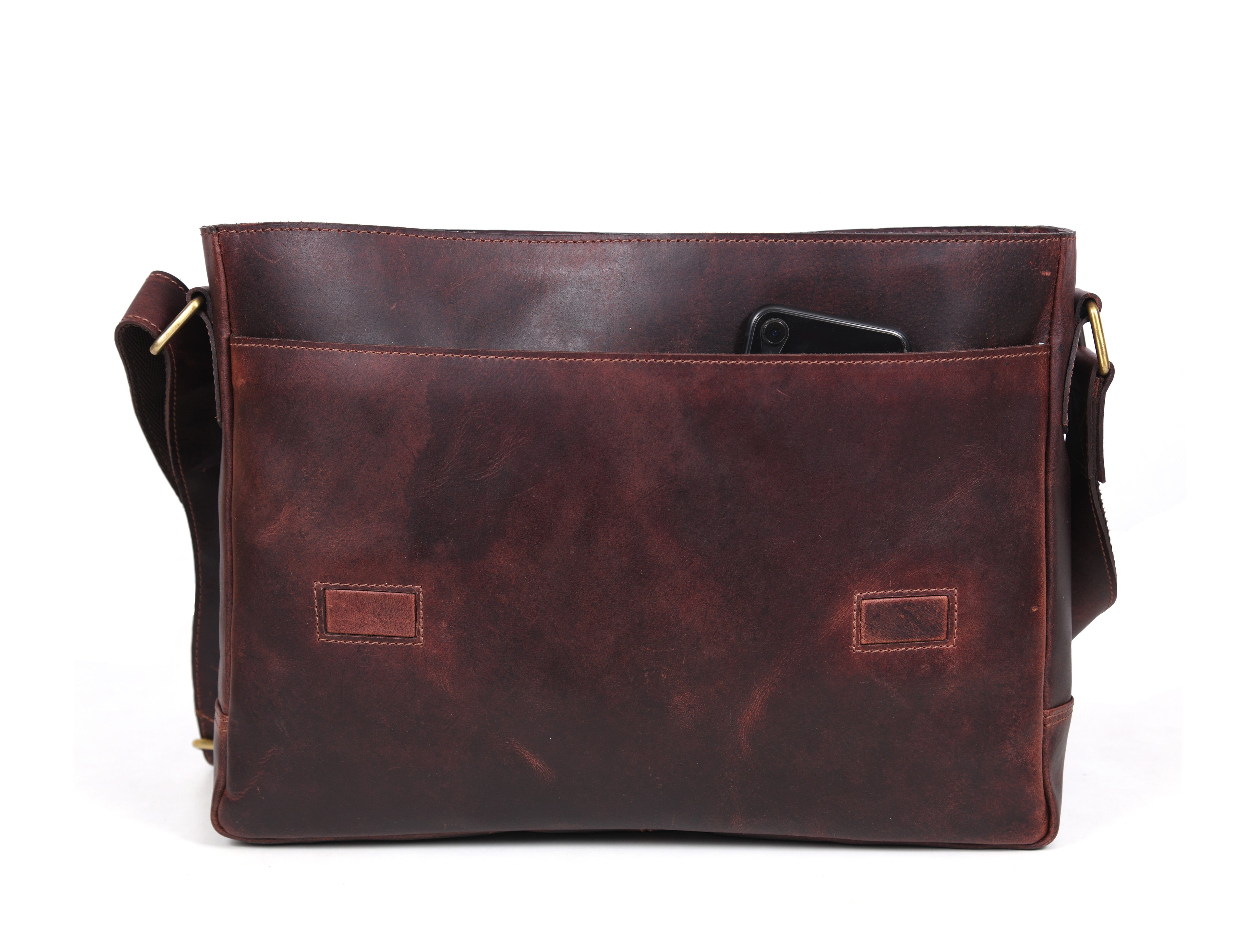 Hudson Leather Messenger Bag - Walnut Brown