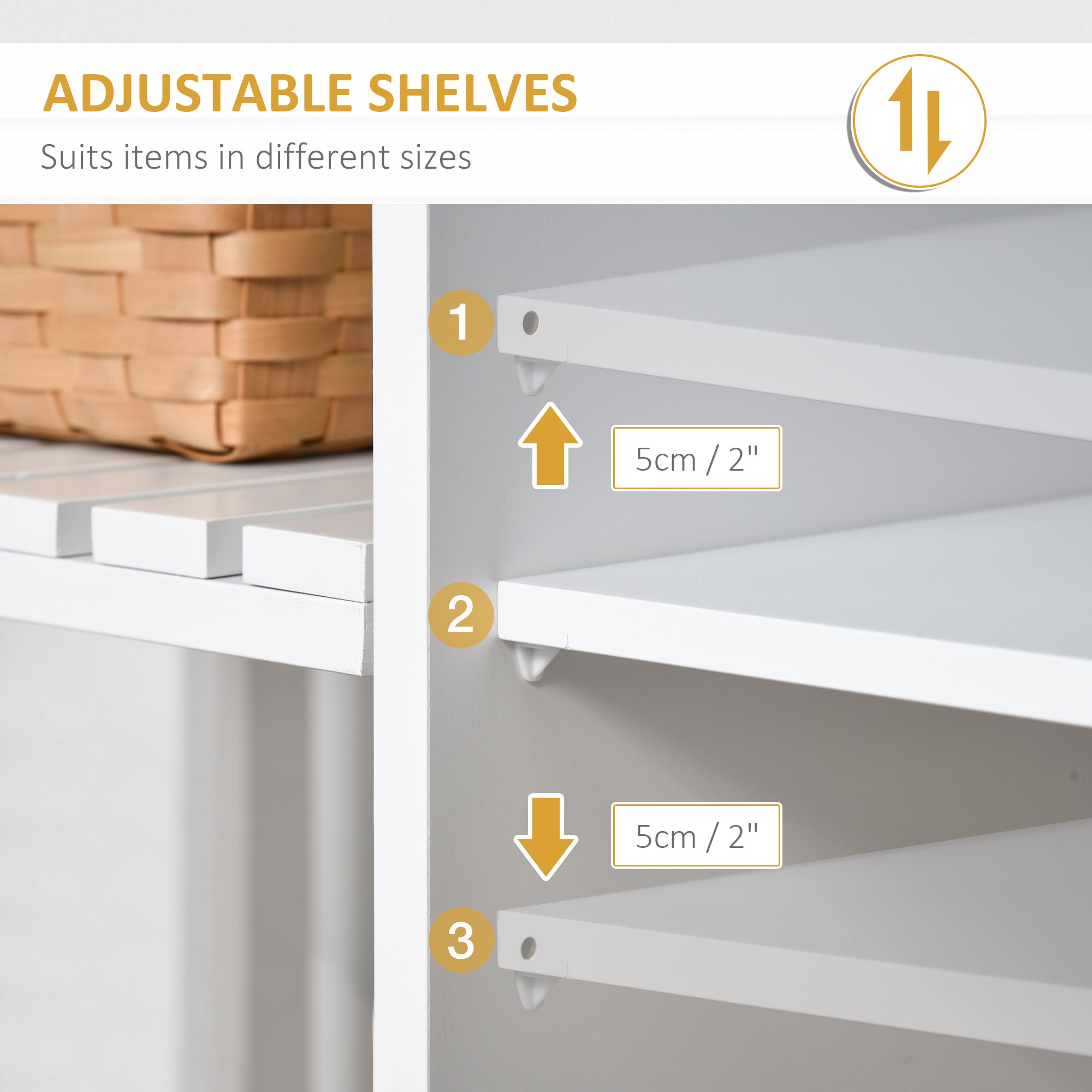 HOMCOM White Kitchen Utility Cart: Rolling Island with Rubber Wood Top, Towel Rack, Cabinets & Drawer Storage 