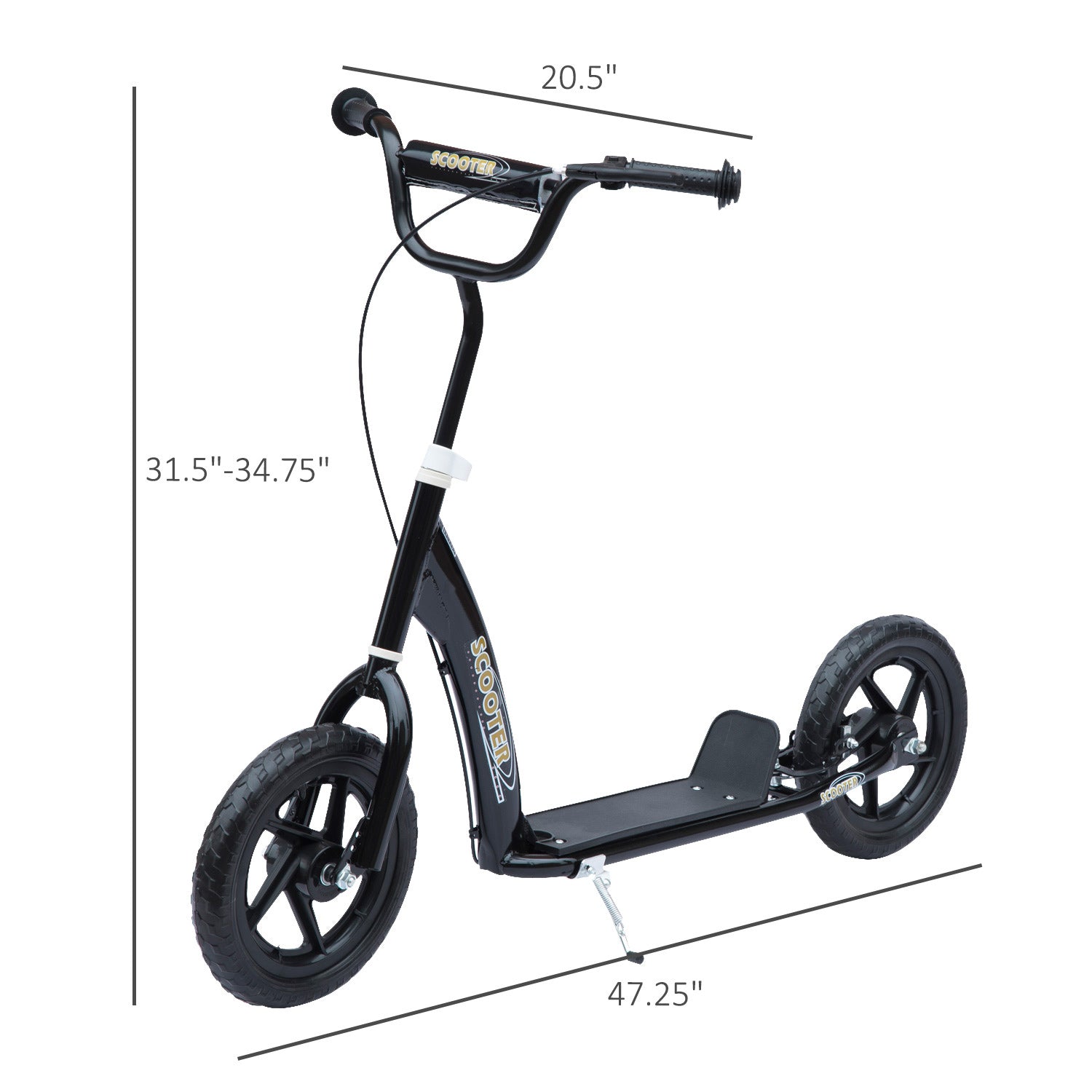 HOMCOM Street Cruiser: Kids Scooter Street Bike with 12" Tire for Ages 5+, Ride-On Toy, Black Finish 