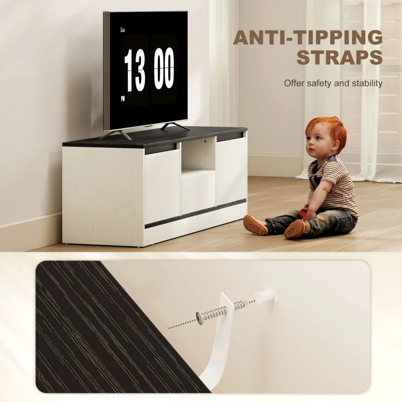 TV Stand for 43-55 Inch TV,  Entertainment Center w/ Cabinets, Shelf, Drawer and Cable Management for Living Room, White