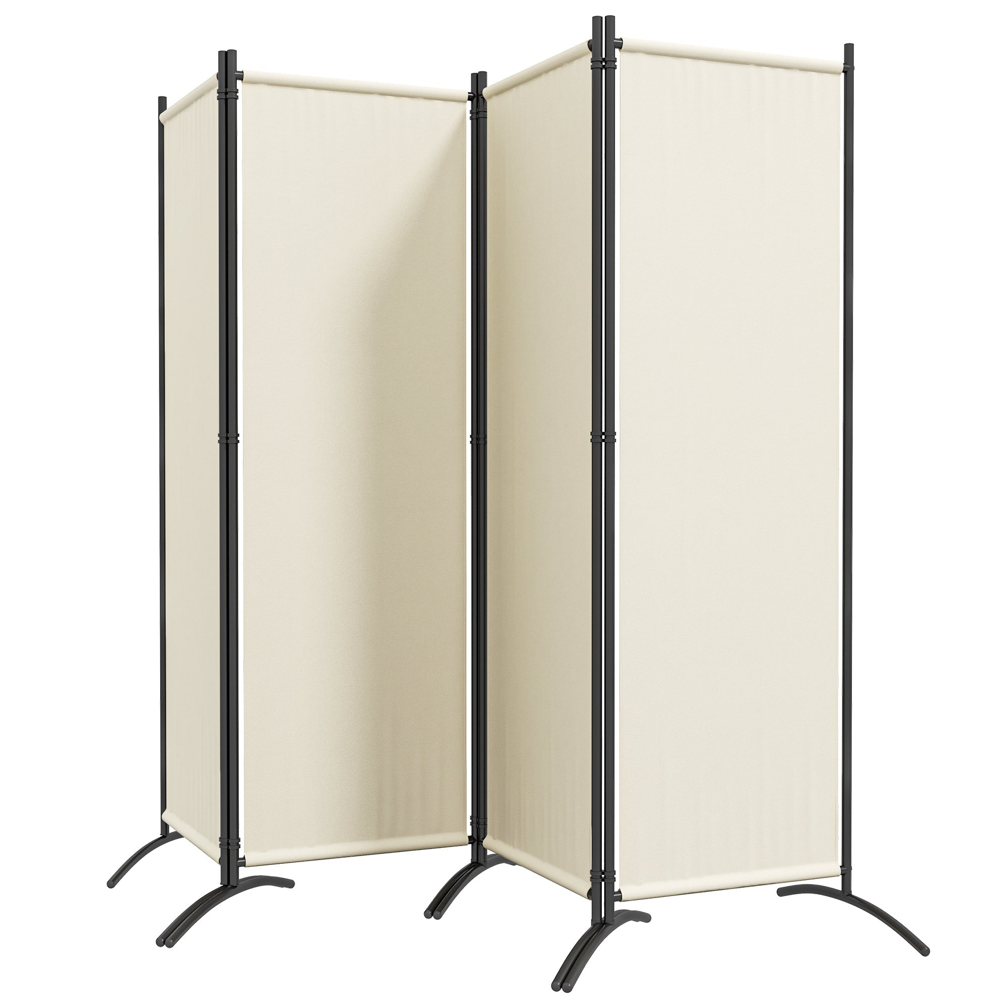 Outsunny Folding Room Divider, Privacy Screen for Patio Backyard Pool Hot Tub, 5.6FT Tall, Cream White 