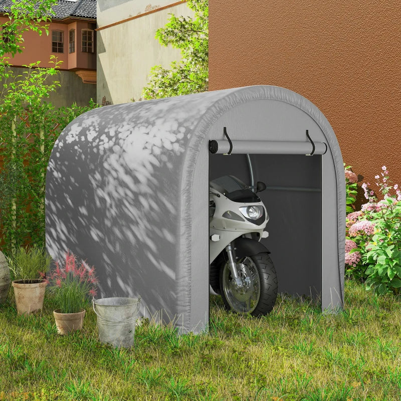 8' x 5' Portable Shed, Water-Resistant Bike Tent with Roll-up Zipper Door and Galvanized Metal Frame for Bike