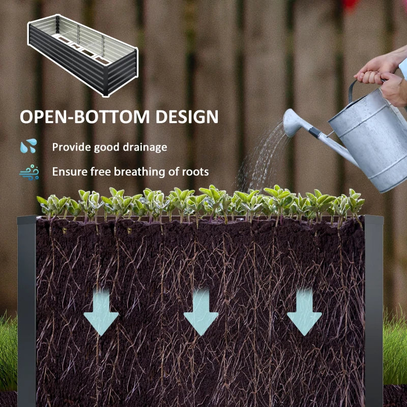 8 x 2.6 x 1.5ft Galvanized Raised Garden Bed, Reinforced Outdoor Planter Box with Open Bottom, Dark Grey