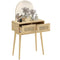 Vanity Desk, Makeup Vanity with with Mirror and 2 Drawers, Natural Wood