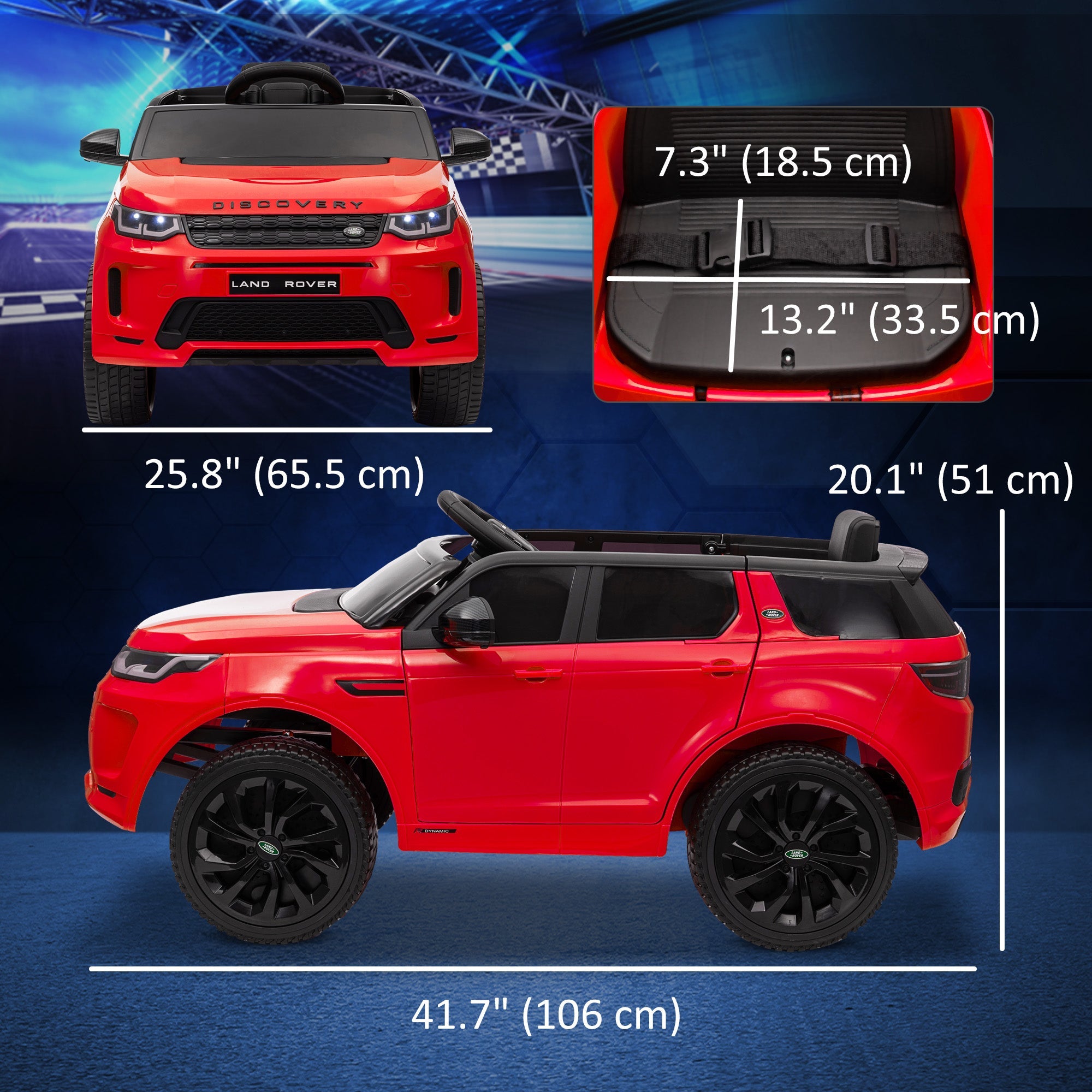 Qaba Land Rover Discovery Sport Licensed 12V Ride on Car w/ Remote, Soft Start, LED Lights, Music Horn, Red 