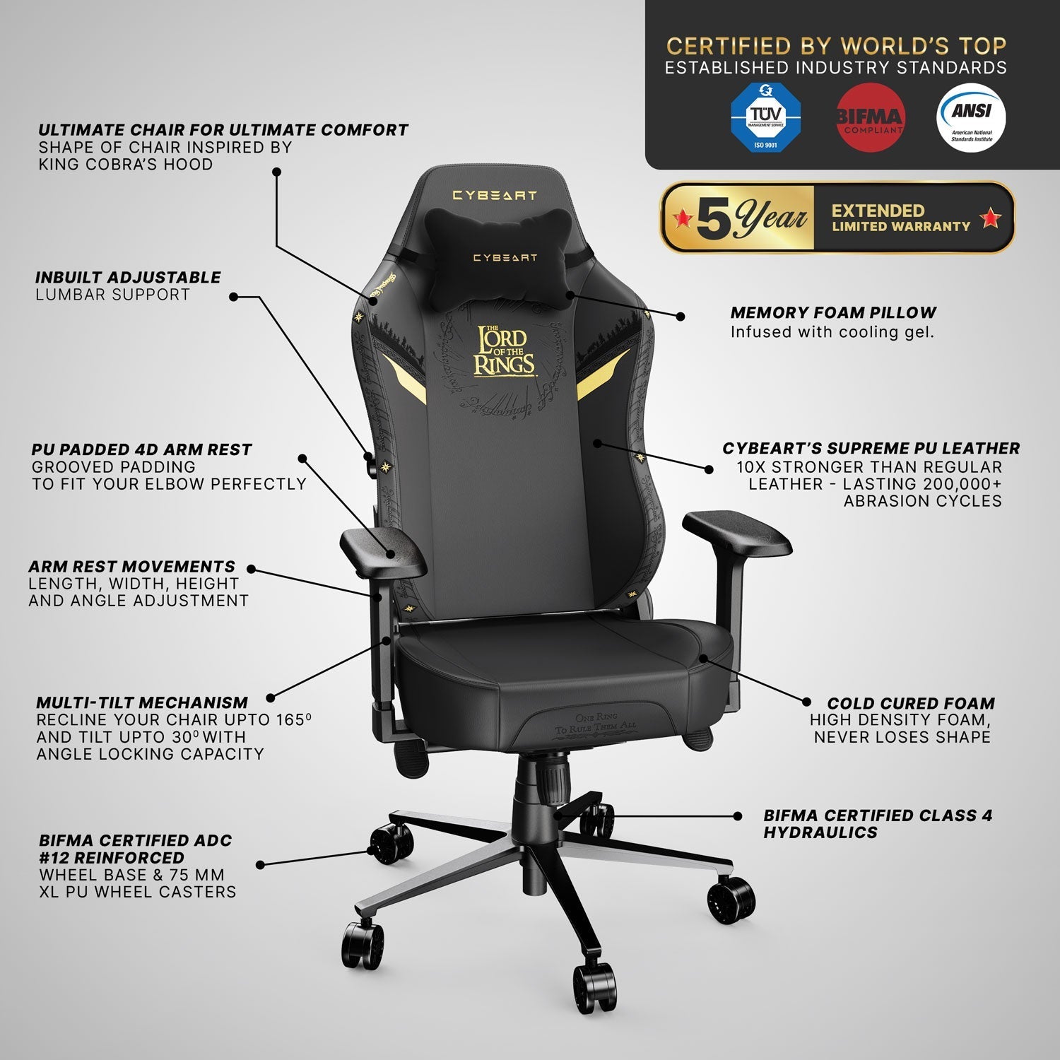 Lord of the Rings (Black Edition) Gaming Chair 