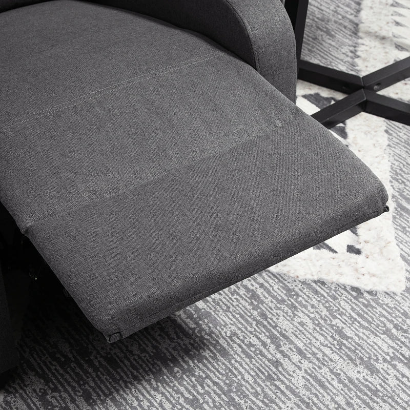 Fabric Recliner Sofa Manual Recliner, Home Theater Seating Single Reclining Sofa Chair with Padded Seat for Living Room, Dark Grey