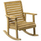 Outsunny Traditional Wooden Rocking Chair Slatted Porch Rocker with Armrest Light Brown